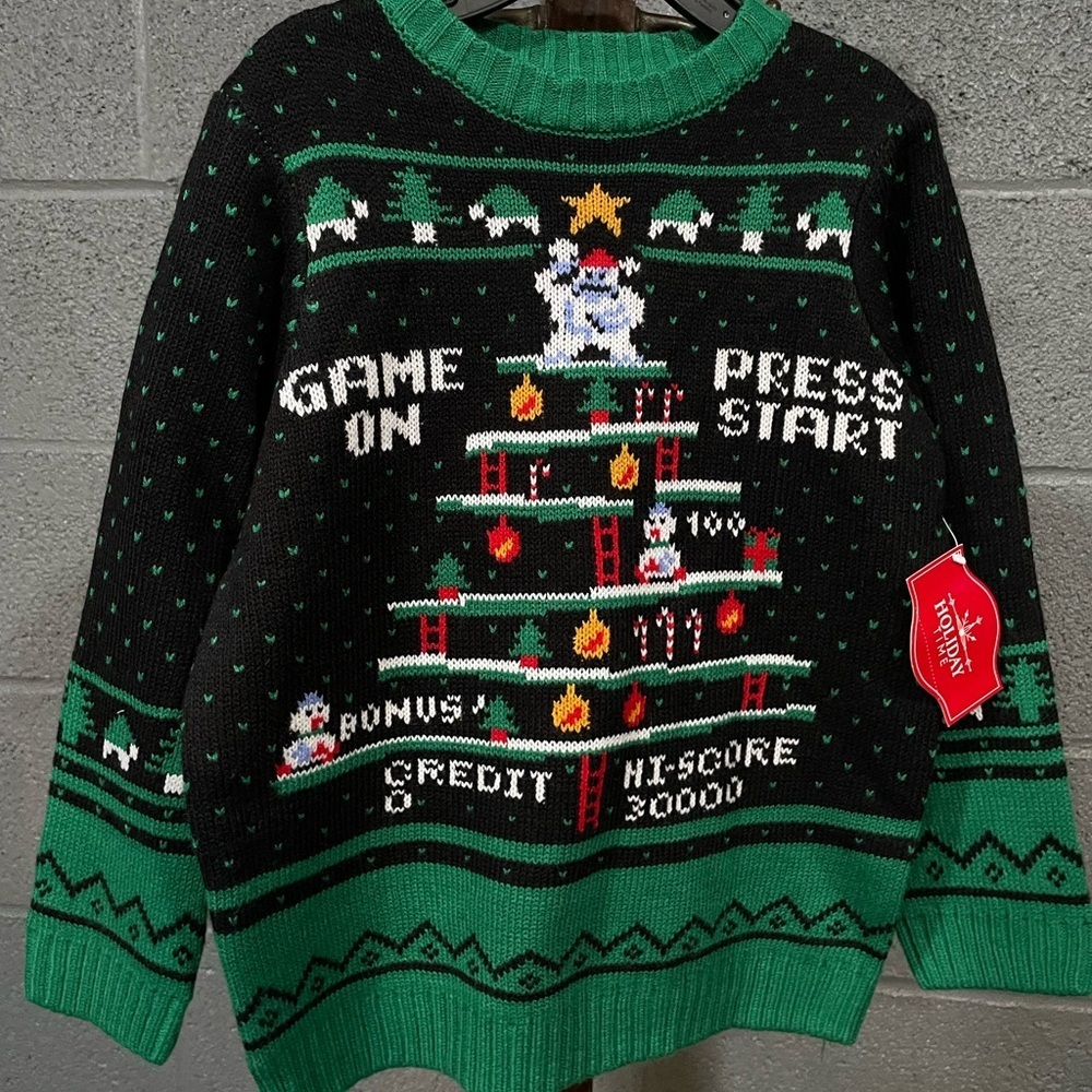 Holiday Gaming Sweater - Green and Black